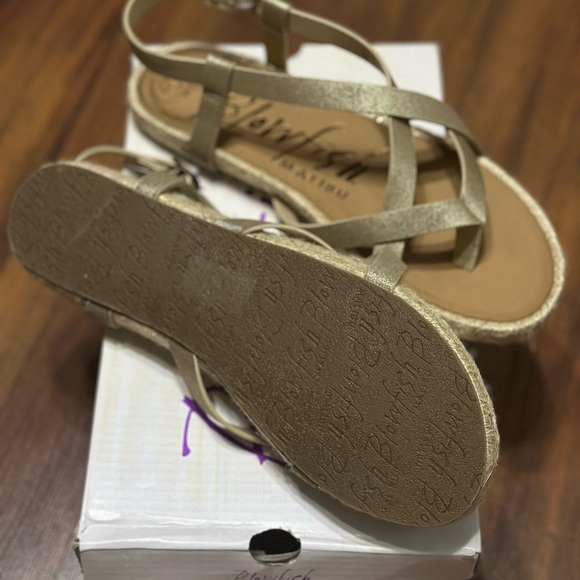 Blowfish Gold Sandals with Lattice Straps - Picture 2 of 3